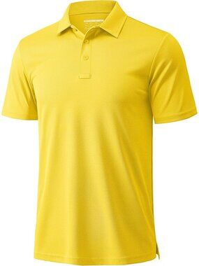Men’s Yellow Golf Polo Quick Dry Moisture Wicking Athletic Fit Tee Shirt